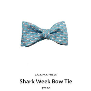 LAZYJACK Press NWT | Shark Week Bow Tie | One Size Blue